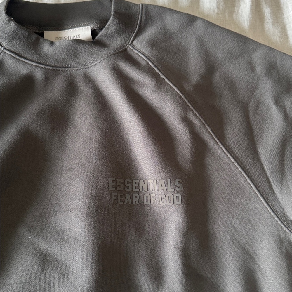 Essentials Dark Brown/ Gray Crewneck Sweatshirt - Picture 2 of 9